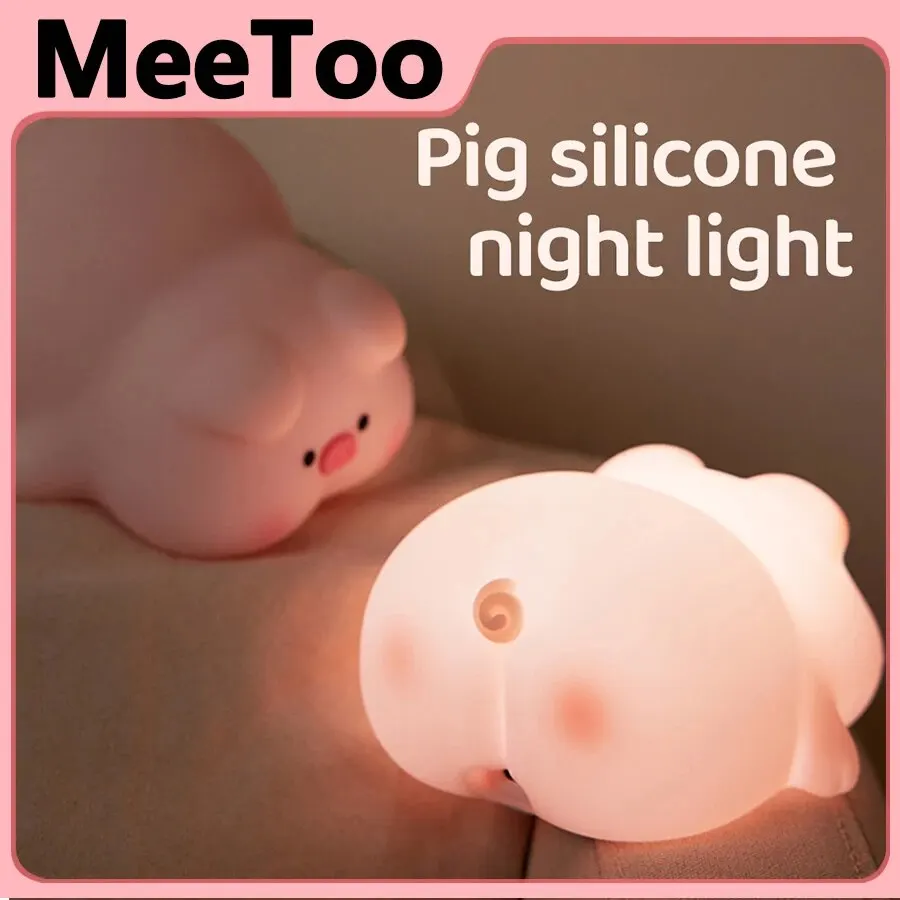 Little Piggy-Touch Sensor Silicone Lâmpada LED, USB Nightlight Recarregável, Dimmable Mood Light, Decoração do quarto, Presente de aniversário