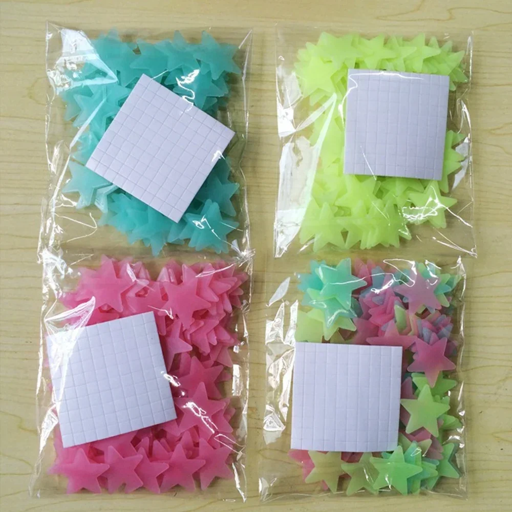 50x estrelas 3d brilhantes que brilham no escuro na parede adesivos crianças quarto do bebê quartos tetos decoração de casa pentagrama fluorescente papel de parede