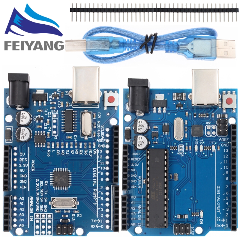 Carte de développement UNO R3 ATmega328P CH340 CH340G pour Arduino UNO R3 avec en-tête à broche droite avec câble