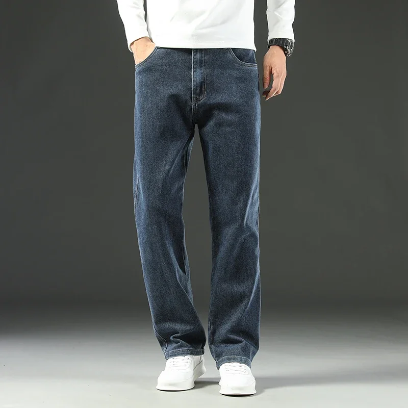 2025 nuevos pantalones vaqueros de primavera y otoño para hombres, sueltos, cómodos, rectos, informales de negocios, pantalones de negocios de pierna ancha versátiles