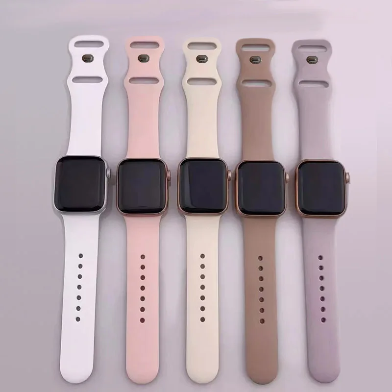 Correa de silicona para Apple Watch, pulsera de 45mm, 44mm, 46mm, 40mm, 41mm, 49mm, 38 42, iWatch series 6, ultra2, 7, 8, 9, se, 10