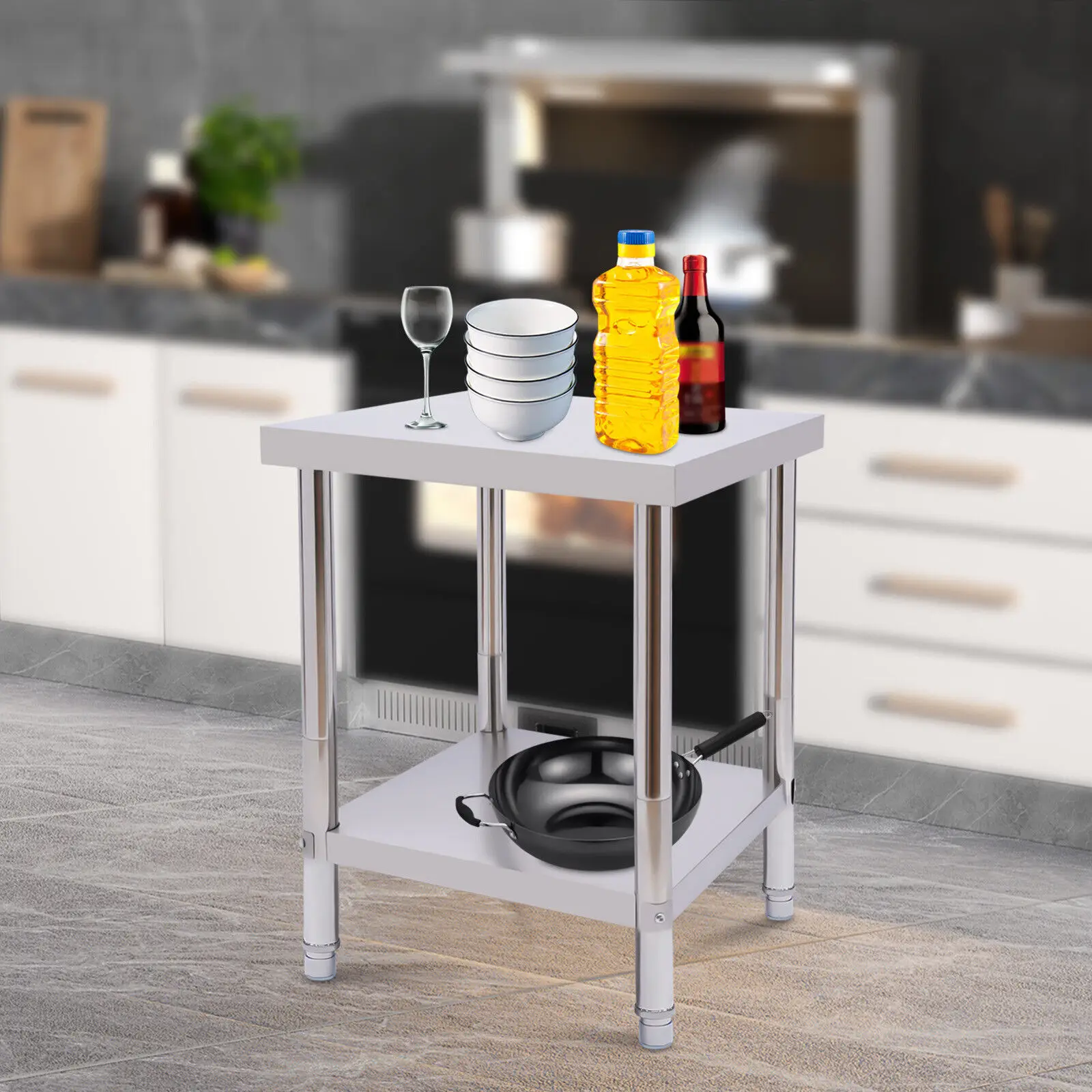 60x45cm Gastronomy Gastro Edelstahlisch Arbeitstisch Küchentisch Zerlegetisch