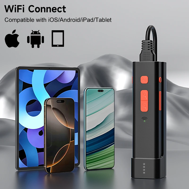 Hd1080p wifi endoscópio usb câmera de vídeo boroscópio único duplo triplo autofoco lente inspeção esgoto tubo led à prova dwaterproof água 2600mah