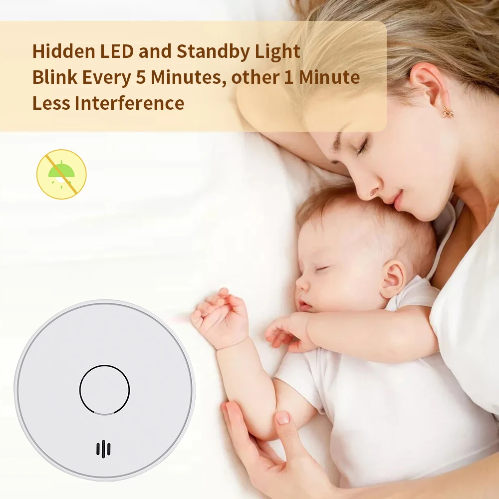 10년 배터리가 포함된 SmartLife 연기 감지기, Tuya App-WiFi 2.4GHz, 10년 화재 경보기/연기 경보기, CE/UKCA 승인, VS02W