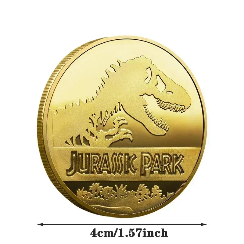 Moneda de recuerdo, réplica de monedas conmemorativas, insignias de medallón, monedas de dinosaurios del Parque Jurásico