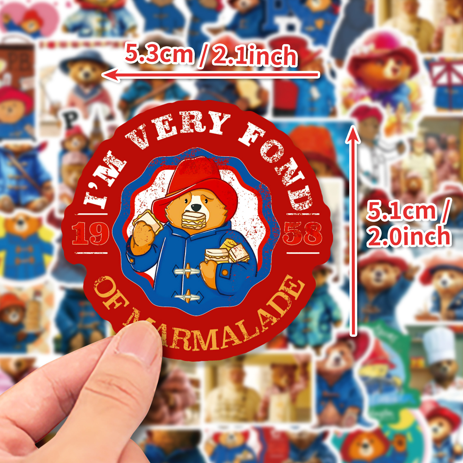 10/30/50PCS Paddington Jam Bear Cartoon Sticker DIY Phone Laptop Luggage Skateboard Graffiti Decals Fun for Kid Gift