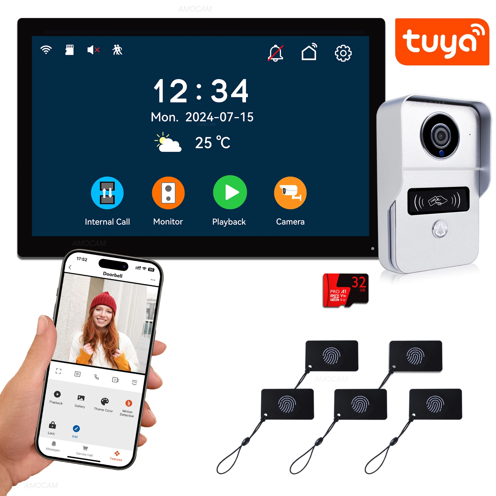 2-Draht-Digital-Video-Gegensprechanlage, 7 / 10,1 Zoll Wireless WIFI Monitor 1080P Türsprechanlage Kamera Video Türklingel Karte Tuya Entsperren