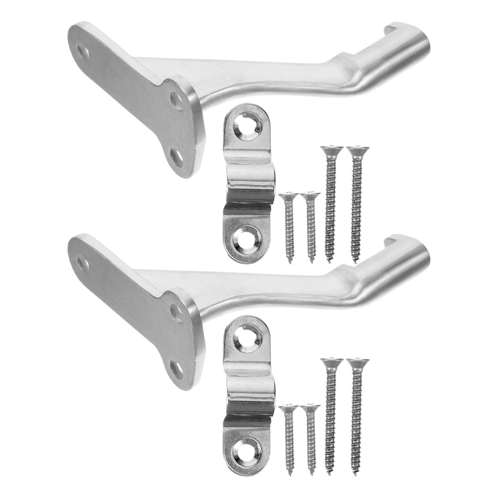 2Sets Stair Handrail Brackets Metal Stair Railing Support Smooth Touch Easy Install for Indoor Staircase Hand Railings