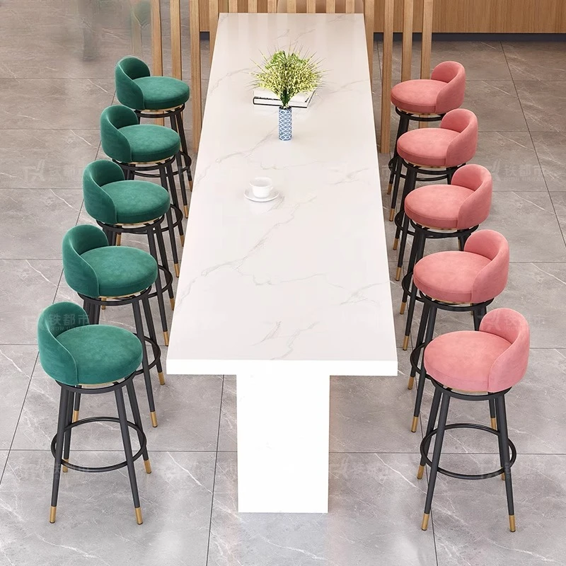 Banco de bar giratório com encosto moderno com altura de balcão 360 ° Girando para Home Bar/Salão/Reception Base de metal antiderrapante