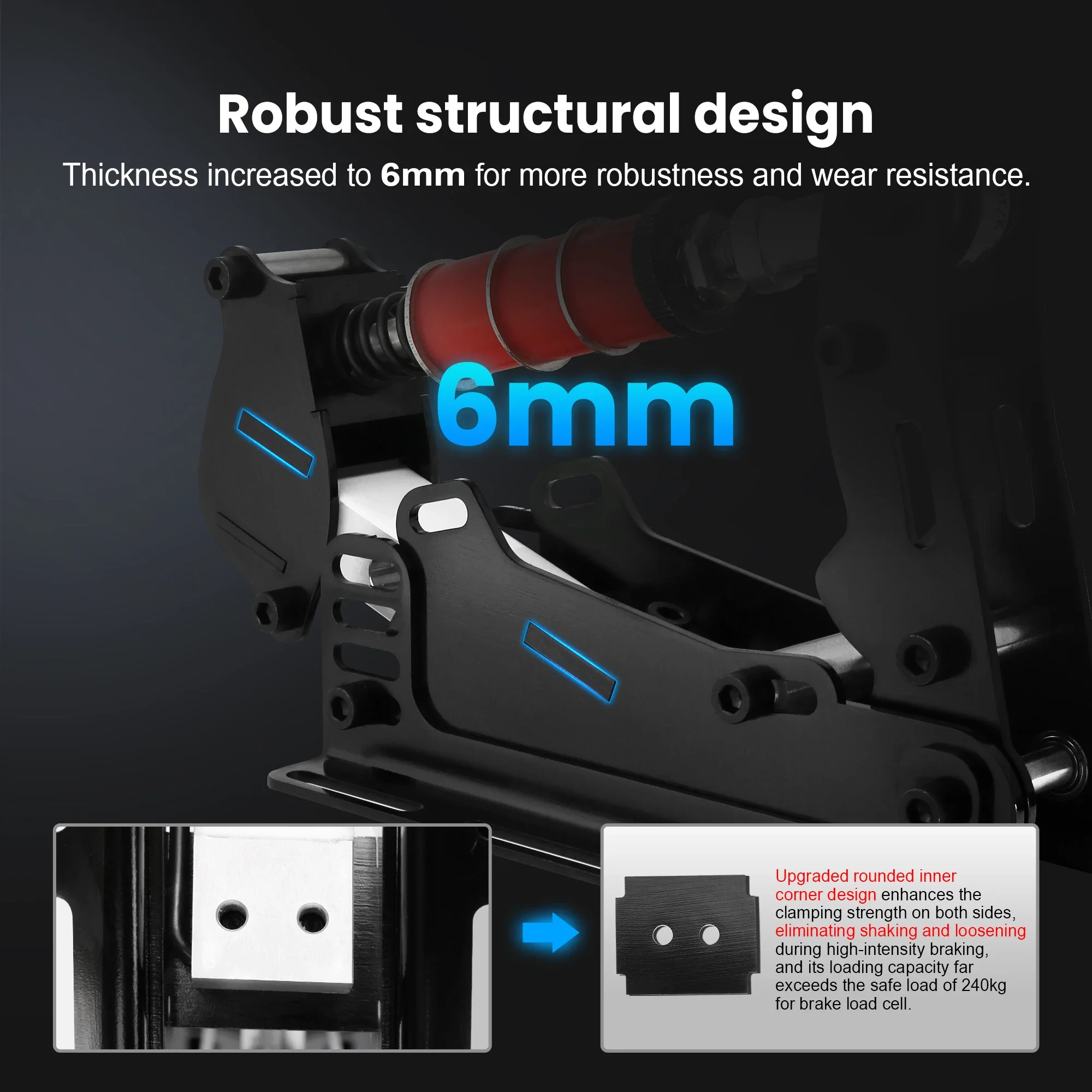 SIMSONN Black PRO Simracing Pedals Sim Racing Simulator Pedal Pressure Sensor Load Cell HE Hydraulic Pedal for Pc Cockpit Pedal