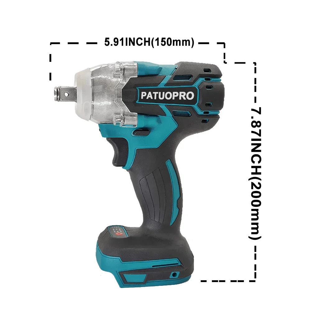 500N.m Dual-Use Cordless Impact Wrench 1/2 Inch Brushless Rechargeable Electric Wrench Power Tools For Makita 18V Battery