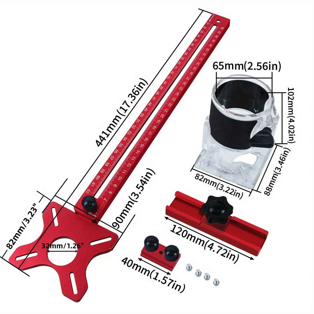 Maschera di taglio circolare per router, staffa per scanalatura di fresatura per router 4 in 1, maschera per armadio, staffa per scanalatura di fresatura per punzonatrice centrale automatica