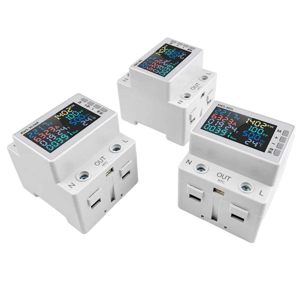 Tuya WiFi 8in1 Power Meter 2P AC Energy Meter APP Control 170-270V/63A Voltage and Current Meter Electricity Meter Smart Life