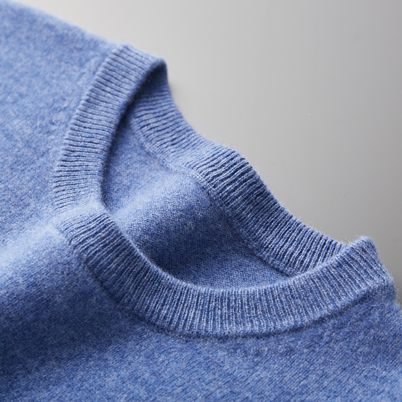 Camisola de caxemira sem costura masculina o-pescoço pulôver outono/inverno casual malha 100% lã pura topos moda uma linha pronto para usar