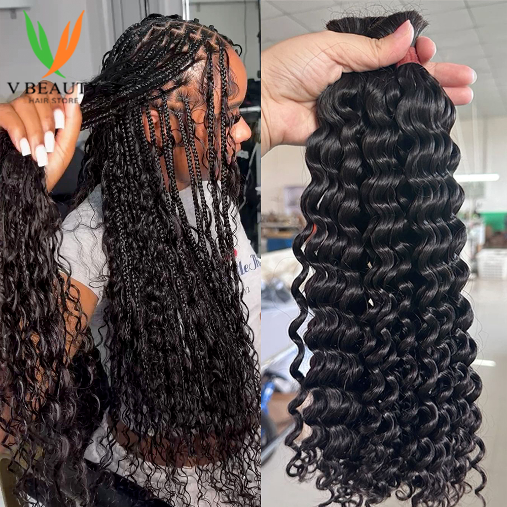 V beleza trança de cabelo humano boho briads deusa trança para mulheres trança de cabelo sem trama extensões de cabelo em massa onda de água cabelo