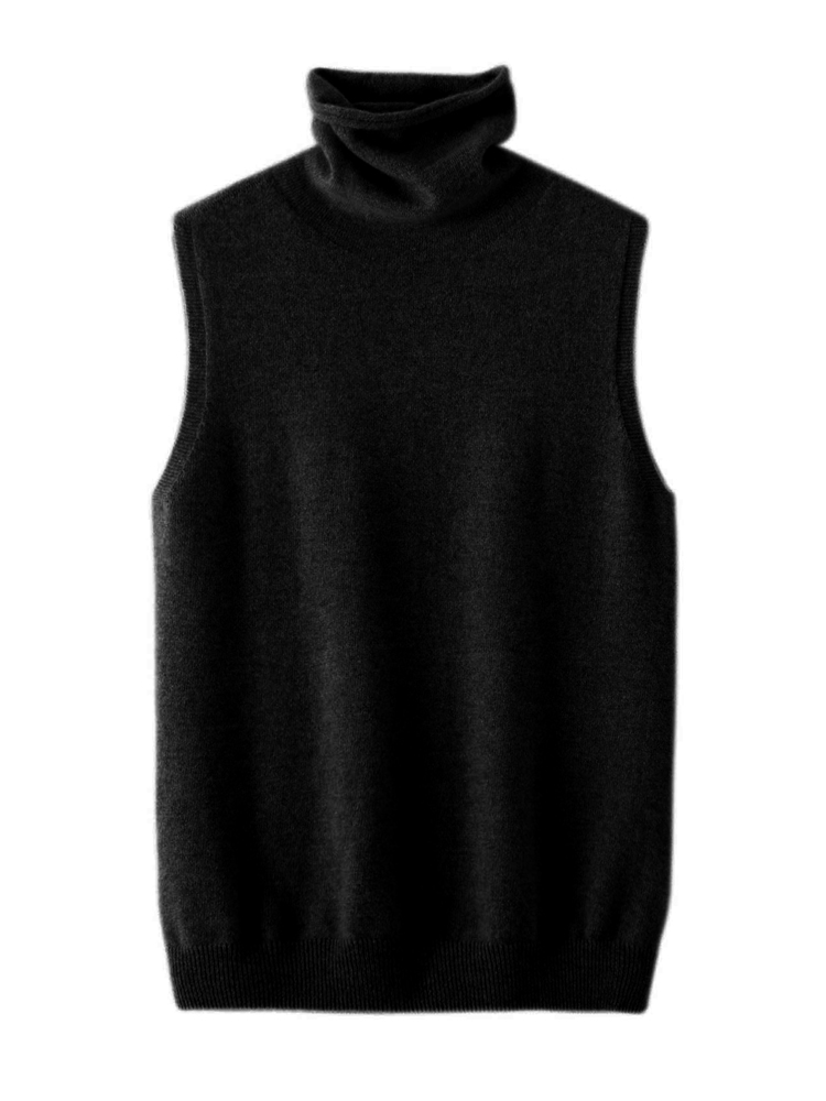 Women Autumn Winter Sleeveless Turtleneck Pullover Vest 100% Merino Wool Sweater Basic Soft Knitted Waistcoat Korean Style Top