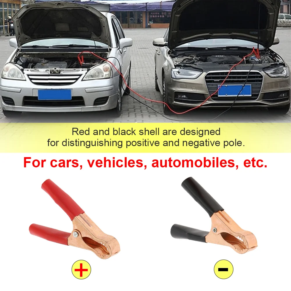 2 uds pinzas de cocodrilo Terminal batería eléctrica de coche abrazadera de cocodrilo conector de prueba 50A/150A/300A/500A para Cables de puente Boost