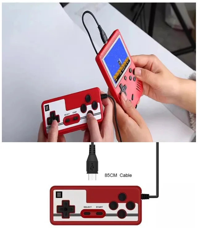 Consola de juegos portátil retro roja para niños 400 juegos clásicos recargable TV-conectable