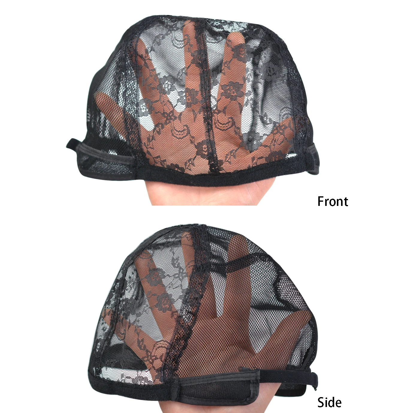 Gorros de peluca de encaje negro para hacer peluca, redes elásticas para peluca para mujer con correas ajustables para sujetar pelucas en el lugar, 1 ud.