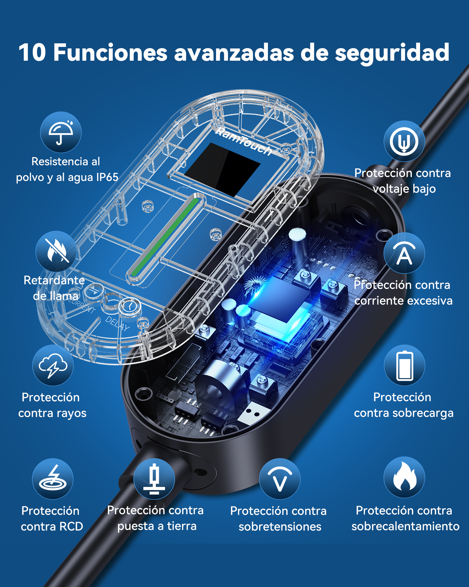 RamTouch Cargador Vehículos Eléctricos (Tipo 2, Enchufe Schuko 16A/CEE 32A), Cargador EV con Función de Carga Ajustable de 8A-16A/8-32A y Programación, Compatible con Vehículos Eléctricos e Híbridos
