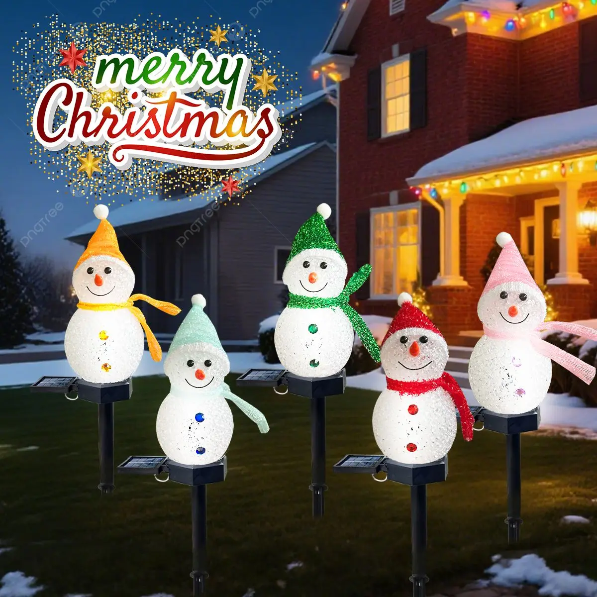 1pc Weihnachten Schneemann Pathway Lichter Solar Outdoor Schneemann Stakes Lichter Für Home Terrasse Yard Garten Park Veranda Straße Weihnachten decor