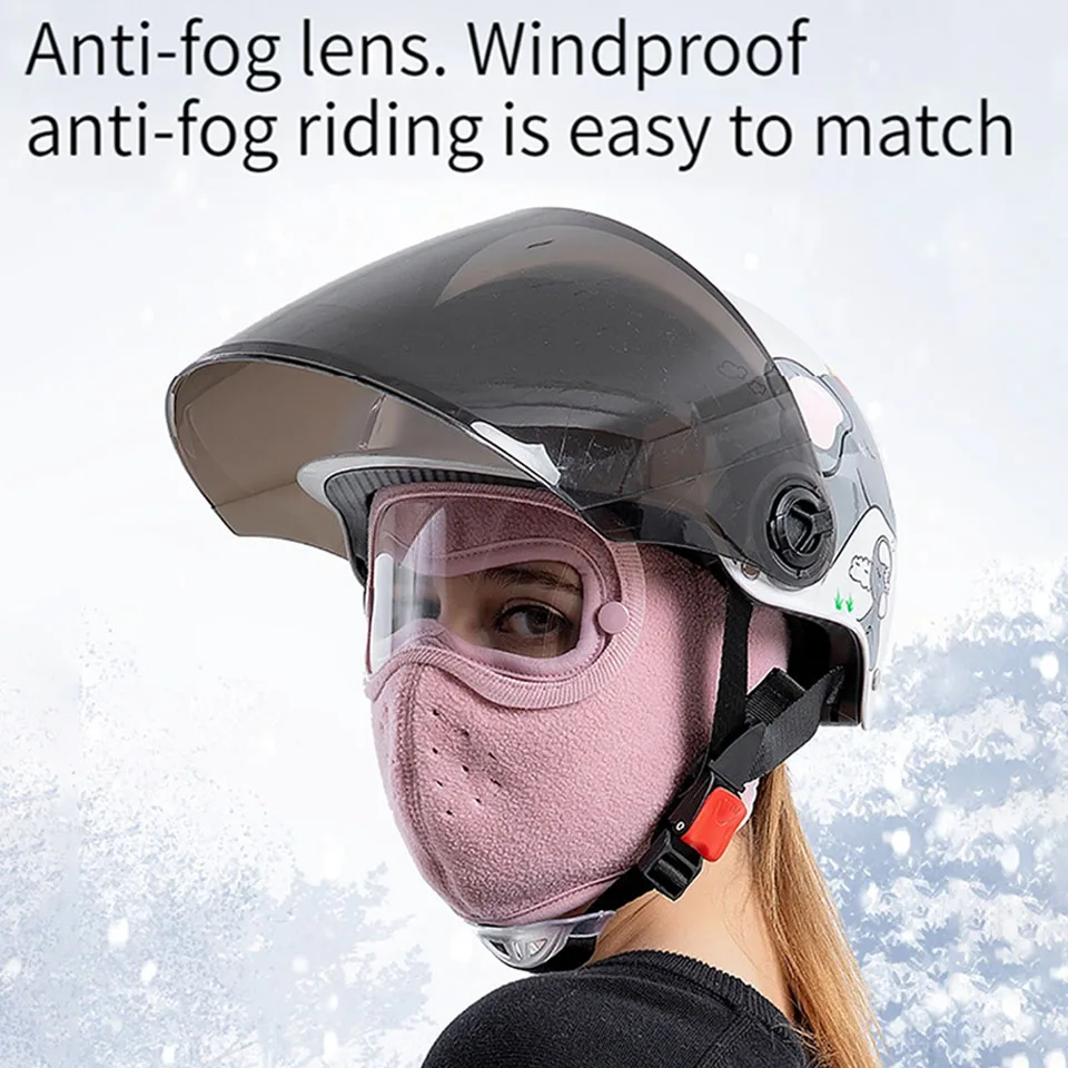 ฤดูหนาวขนแกะ Face Shield หมวกแว่นตา Anti-FOG Windproof สกีอุ่นขี่จักรยานหน้ากาก Breathable กีฬากลางแจ้ง Balaclava Unisex