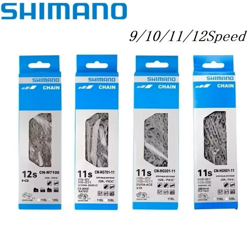 SHIMANO 9/10/11/12 cadena de bicicleta de velocidades HG53 HG54 HG95 HG701 M8100 cadena de bicicleta de montaña de carretera 116/126 eslabones cadena de bicicleta 8v 9v 10v 11v 12v