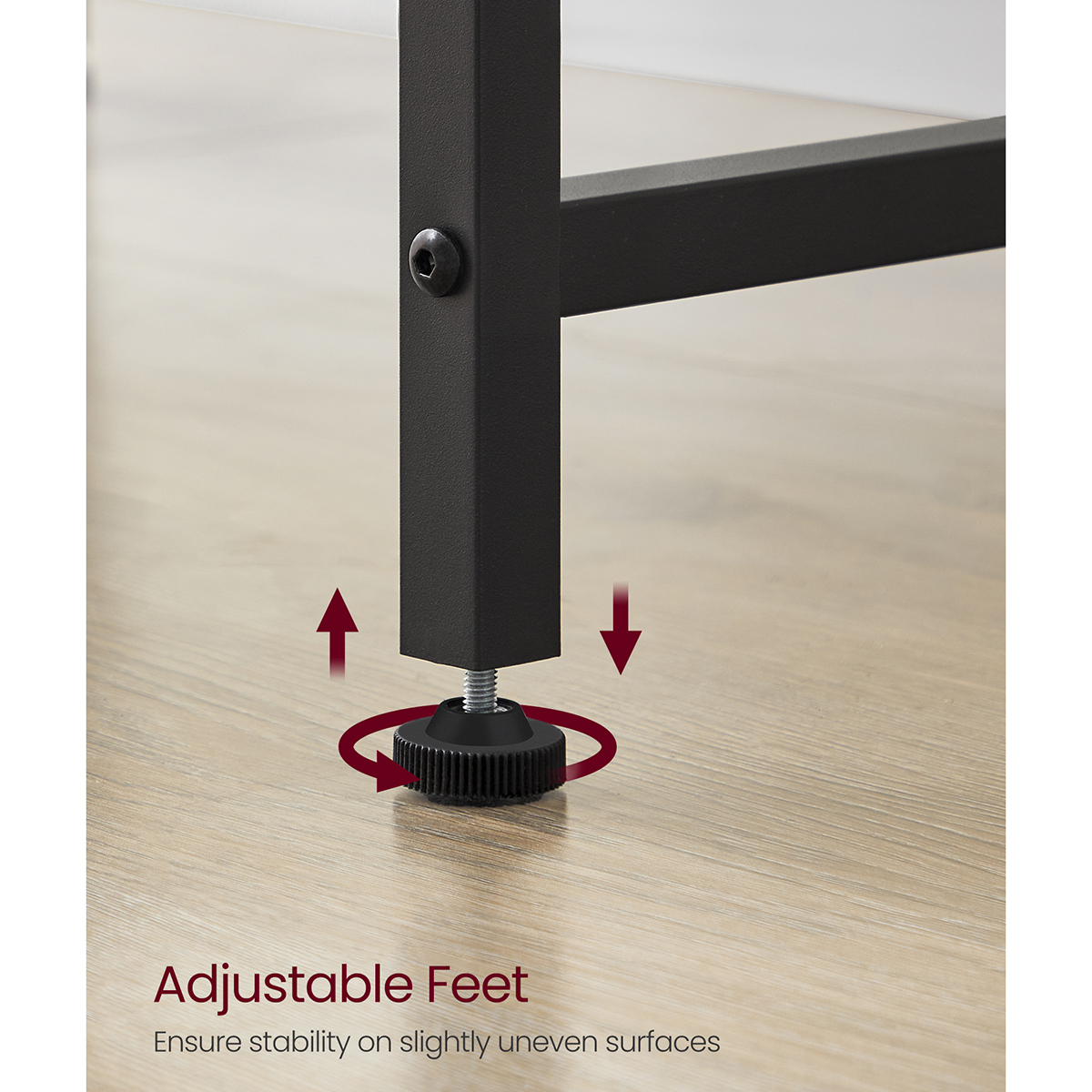 VASAGLE Computer Desk with Monitor Riser, Fabric Pouch, X-Bar Reinforcement Bars, Adjustable Legs, 55 x 80 x 90.5 cm