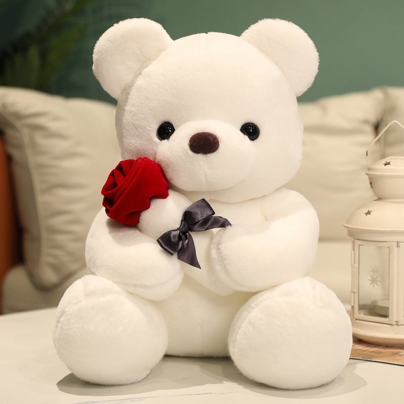 Kawaii Teddybär mit Rosen Plüschtier Weicher Bär Stoffpuppe Romantisches Geschenk für Liebhaber Heimdekoration Valentinstagsgeschenke für Mädchen