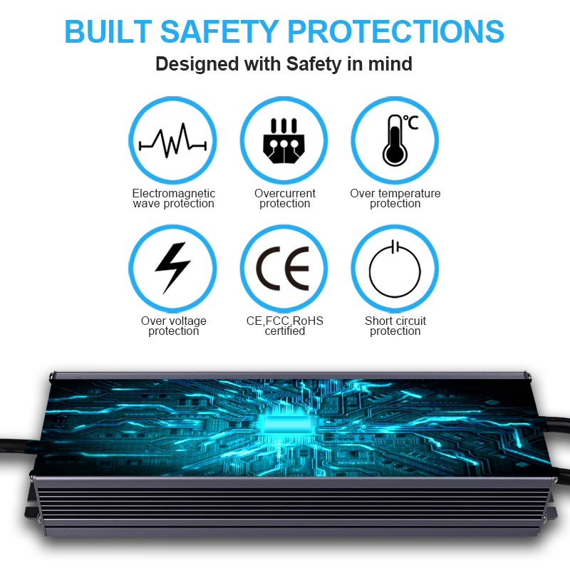 IP67 แหล่งจ่ายไฟกันน้ํากลางแจ้งหลอดไฟ DC 12V 24V LED 60W 100W 150W 200W 300W 400W LED Driver