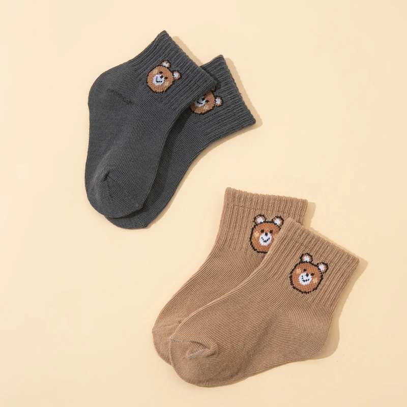 10 pares de calcetines cortos elásticos informales a media pantorrilla con bonito osito, calcetines para bebés, calcetines para niños, calcetines para niñas, calcetines para niños