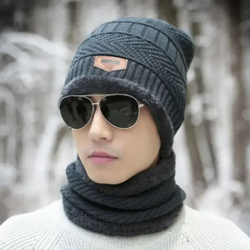Gorro de invierno y calentador de cuello, polaina de esquí de invierno, cubierta de cuello de punto para clima frío, bufanda y sombrero de invierno, bufanda a prueba de viento, conjunto de guantes y sombrero