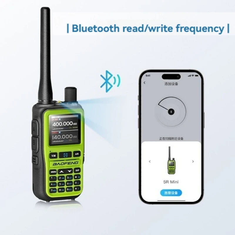 Baofeng UV 5R Mini Walkie Talkie Bluetooth Frecuencia de programación Hopping Tipo-C Jack Múltiples Colores PTT Dual Camping Ham Radios