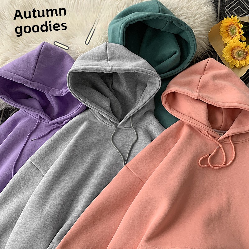 Hoodie Sweatshirt Oversize Large Couple Bf Thin Women's Street Sle Lazy American Retro Spring Autumn Cotton Long Sleeve Loo...