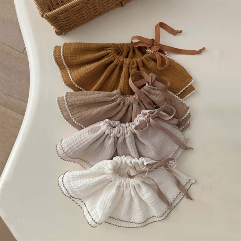 2Pcs Baby Bibs Newborn Drooling Bib Cotton Burp Cloths with Adjustable Drawstring Infant Teething Bib Feeding Towel A2UB