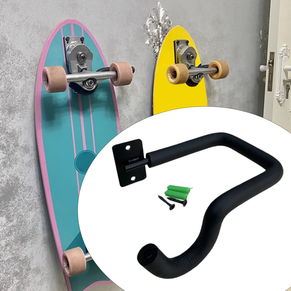 Cabide de parede para skate, ferramenta de exibição de parede para longboard, gancho de suspensão resistente de aço