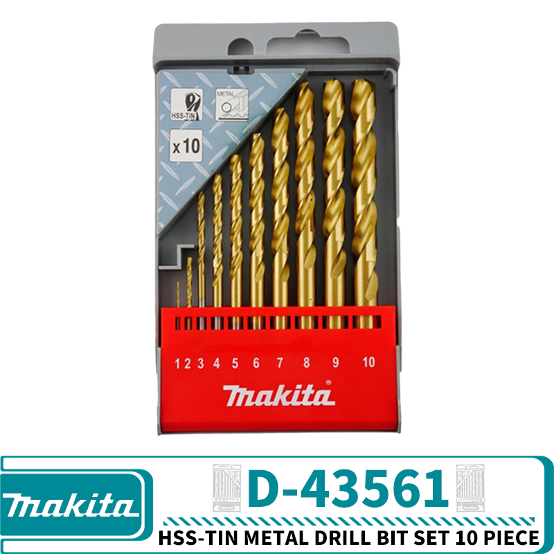 Makita D-67527 D-72833 D-72855 D-43555 D-43561 D-72849 D-43577 Hss-Tin Metal Drill Bit Set Power Tool Accessories