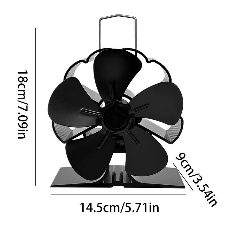 6-Blatt-Kaminventilator, wärmebetriebener Ventilator, leiser Betrieb, zirkulierender warmer Luft-Holzofenventilator für Pelletbrenner, Weihnachtskamin