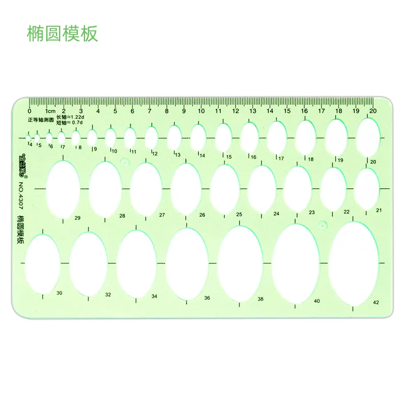 Jinsihou Durable Green Round Oval Geometry Template Ruler for Architectural Drawing and Furniture Design Resin Measuring Ruler