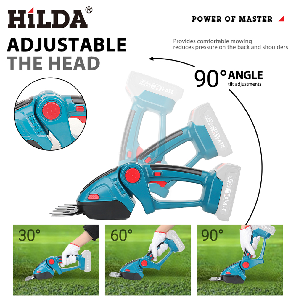 HILDA 2 IN1 Elektrische Heckenschere Cordless Handheld Jäten Beschneiden Schere Strauch Mäher Garten Werkzeug Für Makita 18 V Batterie