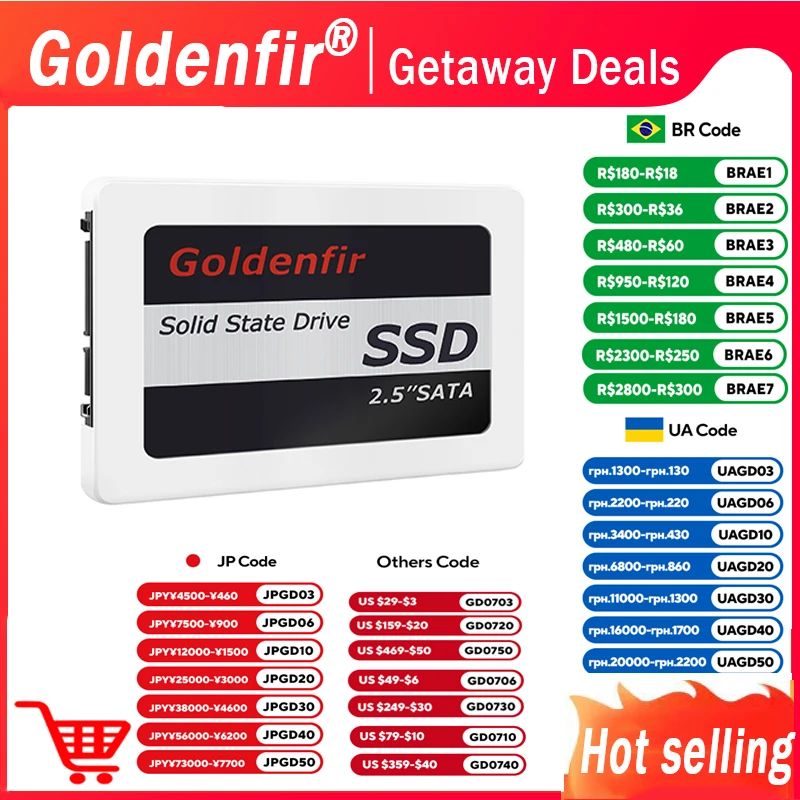 Goldenfir SSD 120GB 250GB 500GB 960GB 2.5 Hard Drive Disk Disc Solid State Disks 2.5 " Internal