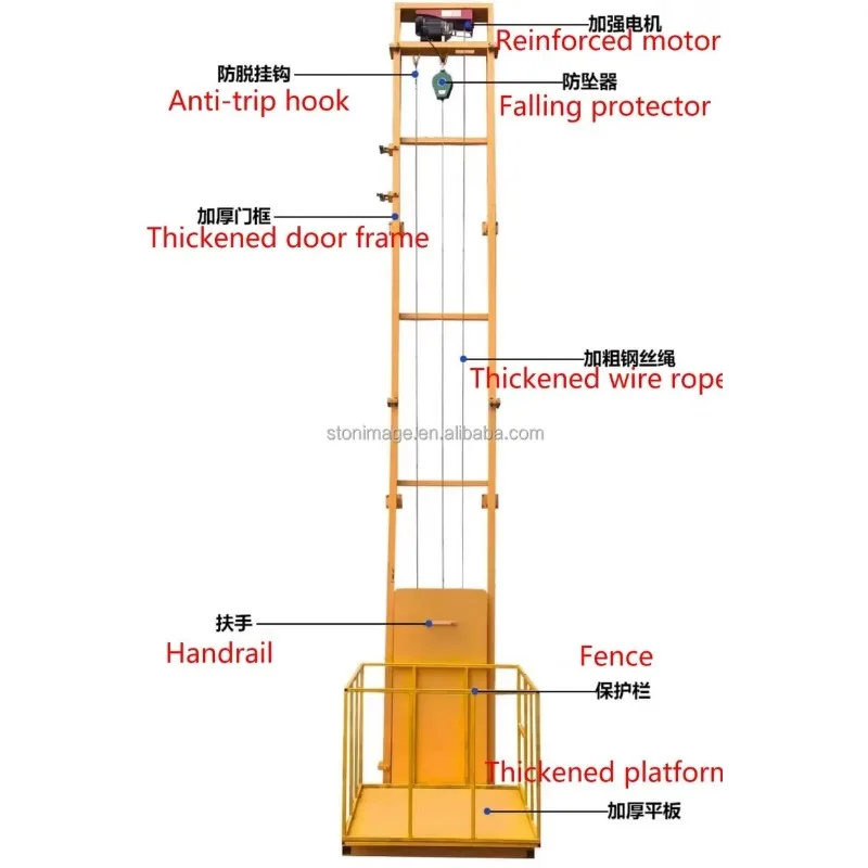 Electric Lifting platform Fully automatic Hydraulic Small cargo elevator Raise 2-8m Warehouse Factory Track Moveable