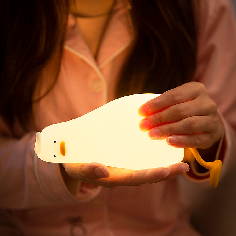 Anatra ricaricabile LED luce notturna Pat lampada in silicone comodino cartone animato carino bambini luci notturne per la decorazione della stanza di casa regalo di compleanno