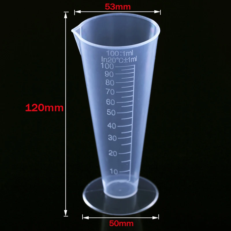 Cilindro graduato trasparente in plastica conica da 100 ml, strumento di misurazione per cucina da laboratorio, accessori per materiale didattico scolastico
