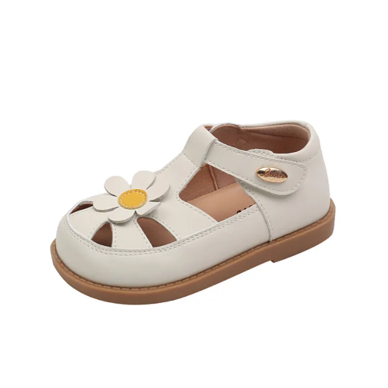 2025 novo verão crianças sandálias para meninas recortes de couro crianças sandálias bonito flor sola macia moda criança sapatos de bebê
