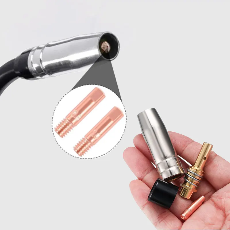 5/10PCS Spitze Gas Düse MB-15AK M6 * 25mm Schweißen Taschenlampe Kontaktieren Spitze Gas Düse 0,6/0,8/0,9/1,0/1,2mm Für MB-15AK 14AK MIG/MAG Teil