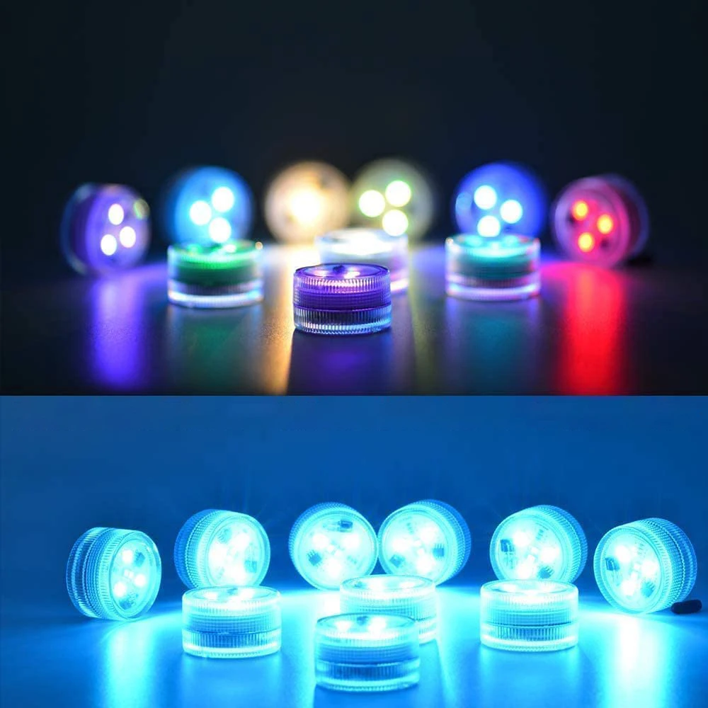 Mini luces Led sumergibles, pequeñas velas de té subacuáticas, impermeables, RGB, Multicolor, sin llama, luces decorativas, florero, linterna