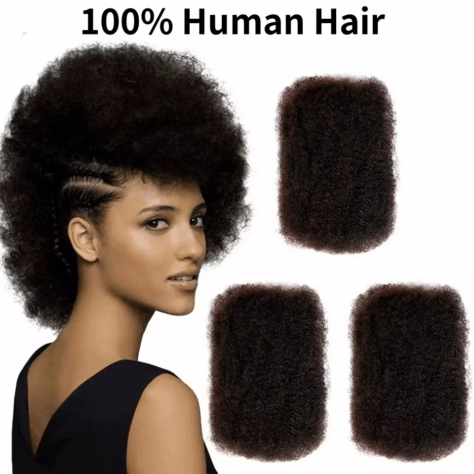 Cabelo remy brasileiro afro, cabelo humano encaracolado em massa para trança, 1 pacote, 30 g/pçs, cor natural, cabelo sem trama para mulheres