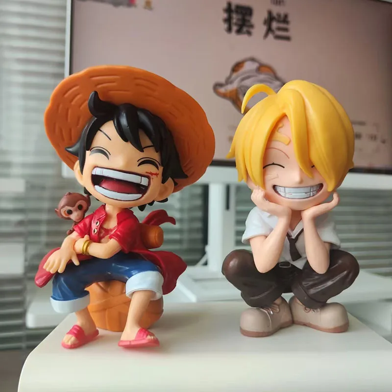 Figura de anime de uma peça - Versão Q Sorridente Luffy, Sanji, Zoro, Ornamento de carro • Decoração de mesa • Boneca colecionável • Modelo de presente