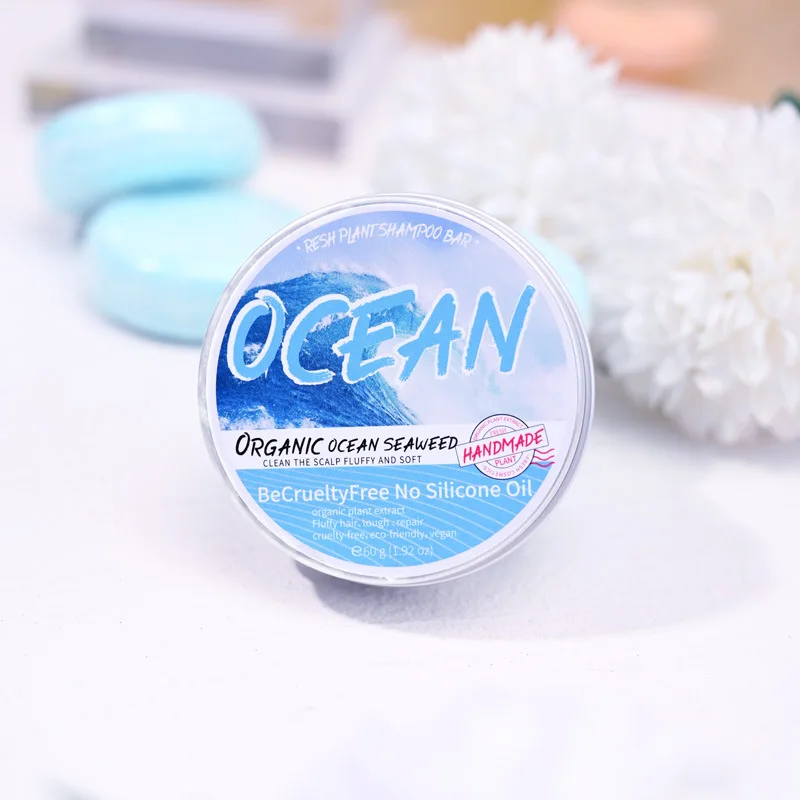 Sabonete shampoo com fragrância fresca do oceano, sabonete shampoo à base de plantas, sabonete com sal marinho, limpeza profunda, remoção de óleo, remoção de caspa, smoot
